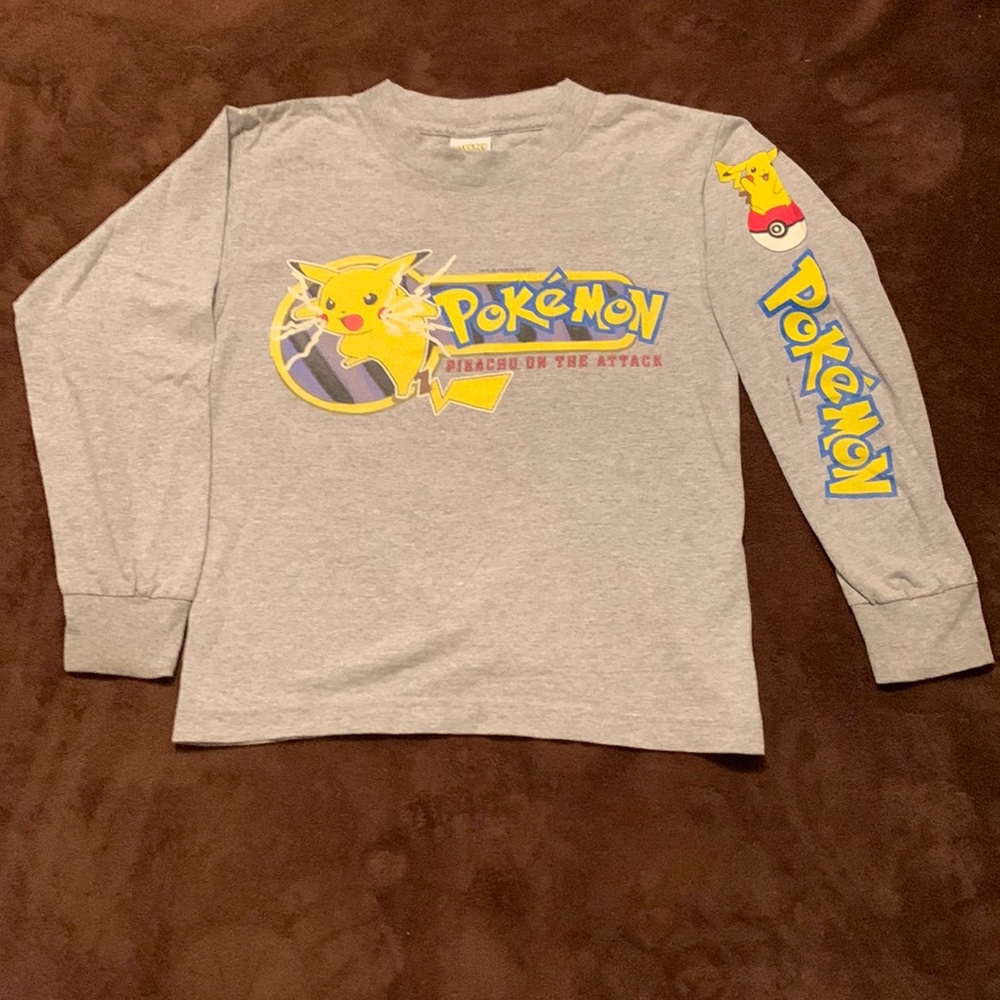 Vintage 1999 Pokémon Pikachu Pika Long Sleeve Tee Shirt Top S Small
